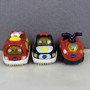 Vtech Go Go Smart Wheels Vehicles Lot Of 3 Police Car Fire trucks 4 Wheeler ATV